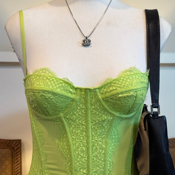 Out From Under Lime Green Lace Corset Top by Urban - Picture 2 of 9
